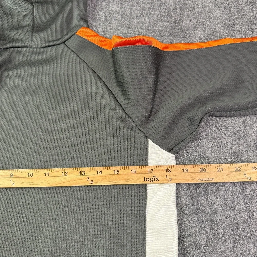 Nike Boys Performance Hoodie Youth XL Gray Orange Colorblock Swoosh Pullover Y2K